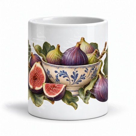 Mug gourmand - Figues et feuilles, vue de face