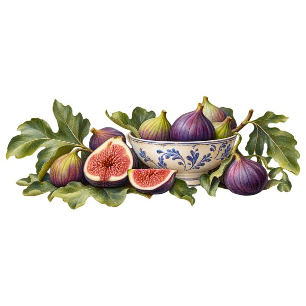 Mug gourmand - Figues et feuilles, décor à plat