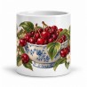 Mug gourmand - Cerises et faïence, façon carte postale, vue de face