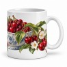 Mug gourmand - Cerises et faïence, façon carte postale, anse à droite