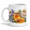 Mug gourmand - Miel, abeilles et fleurs, anse à gauche