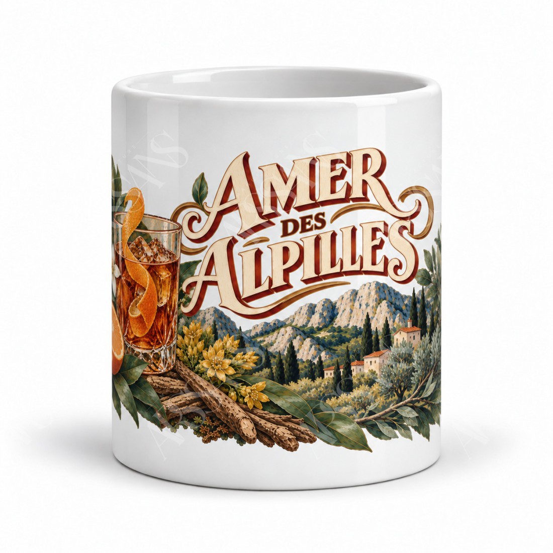 Mug apéritif - Amer des Alpilles, vue de face