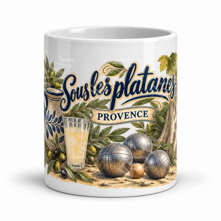 Mug Provence - Anis et partie de pétanque, vue de face