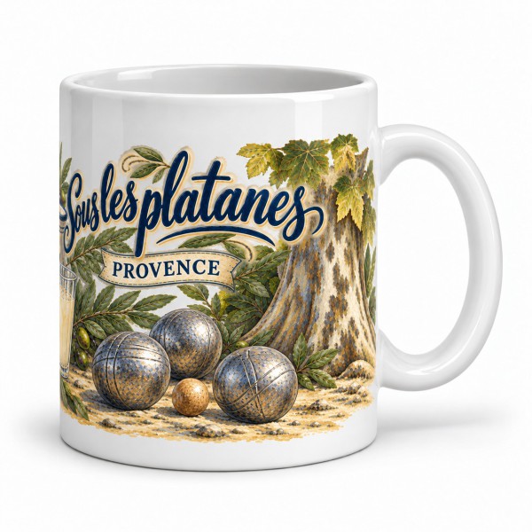 Mug Provence - Anis et partie de pétanque, anse à droite