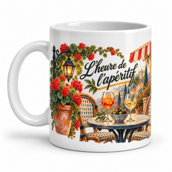 Mug Provence - Terrasse à l’heure de l’apéritif, anse à gauche
