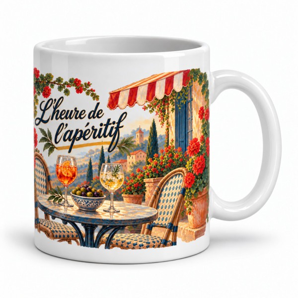 Mug Provence - Terrasse à l’heure de l’apéritif, anse à droite