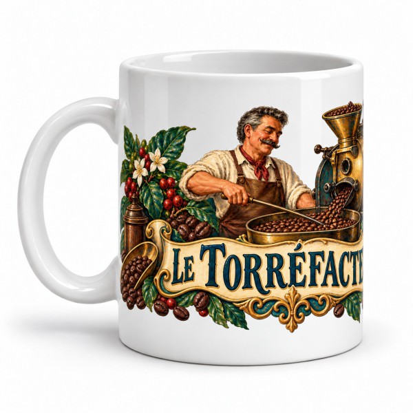 Mug métiers d’autrefois - Le Torréfacteur, anse à gauche