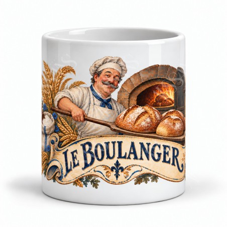 Mug métiers d’autrefois - Le Boulanger, façon carte postale, vue de face