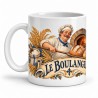 Mug métiers d’autrefois - Le Boulanger, façon carte postale, anse à gauche