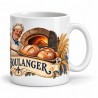 Mug métiers d’autrefois - Le Boulanger, façon carte postale, anse à droite