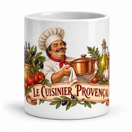 Mug métiers d’autrefois - Le Cuisinier provençal, façon carte postale, vue de face