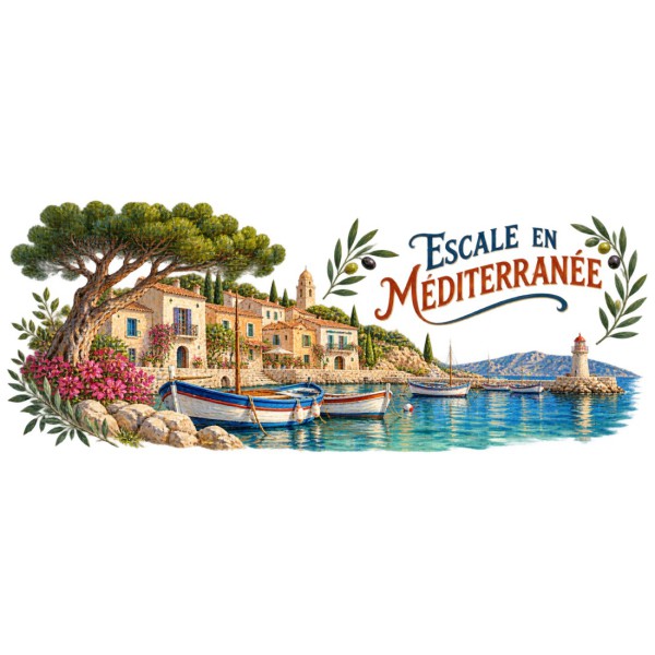 Mug voyage - Escale en Méditerranée, décor à plat