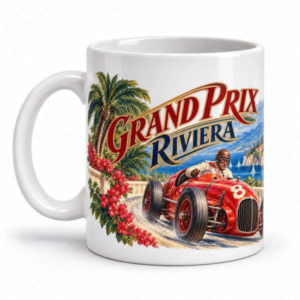 Mug rétro - Grand Prix sur la Riviera, anse à gauche