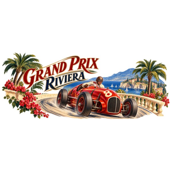 Mug rétro - Grand Prix sur la Riviera, décor à plat