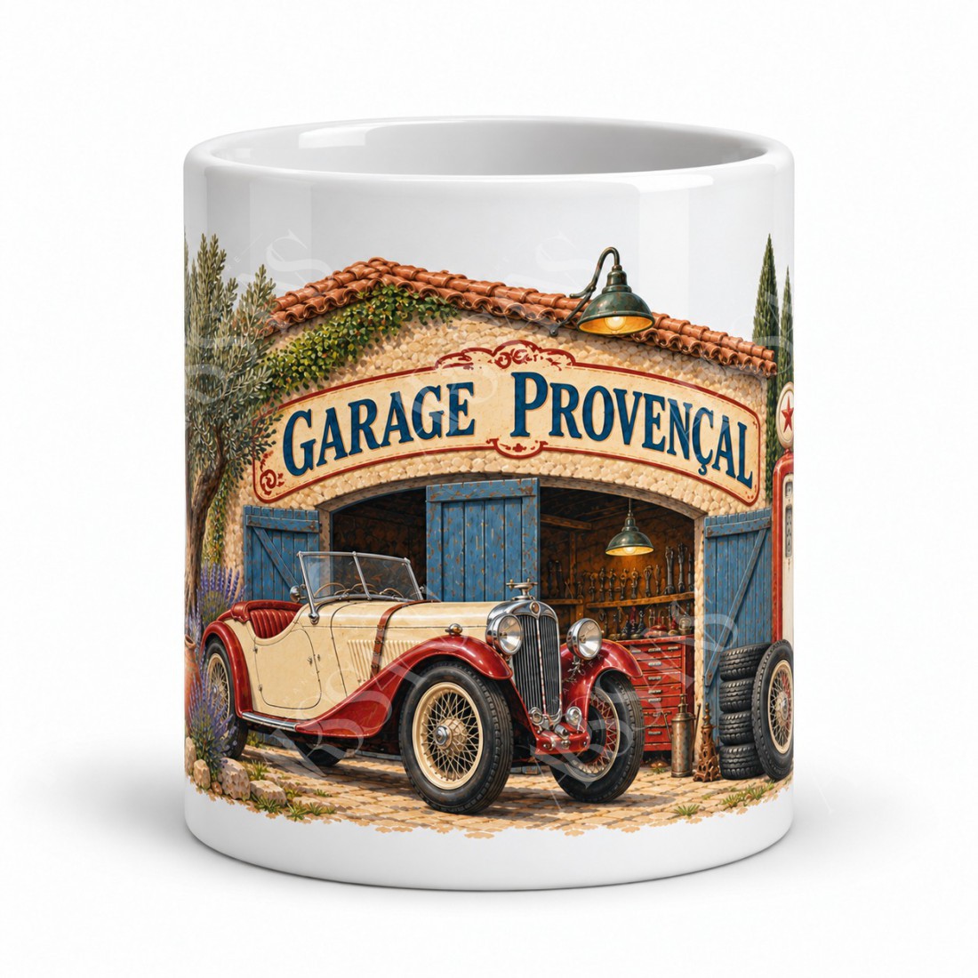 Mug rétro - Garage provençal, vue de face