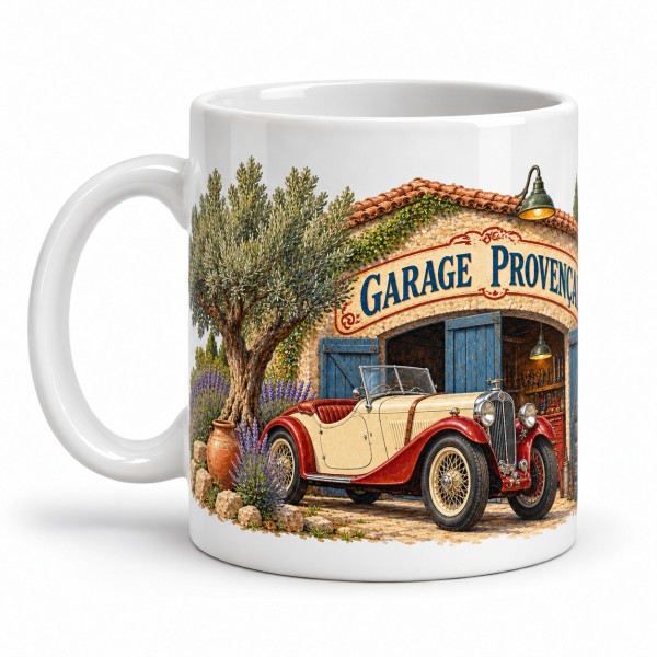 Mug rétro - Garage provençal, anse à gauche