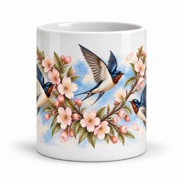 Mug nature - Hirondelles du printemps, façon carte postale, Manufacture Arssans