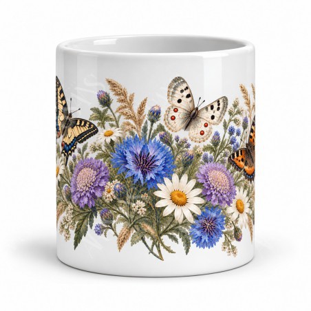 Mug nature - Papillons et fleurs sauvages, vue de face