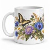 Mug nature - Papillons et fleurs sauvages, anse à gauche