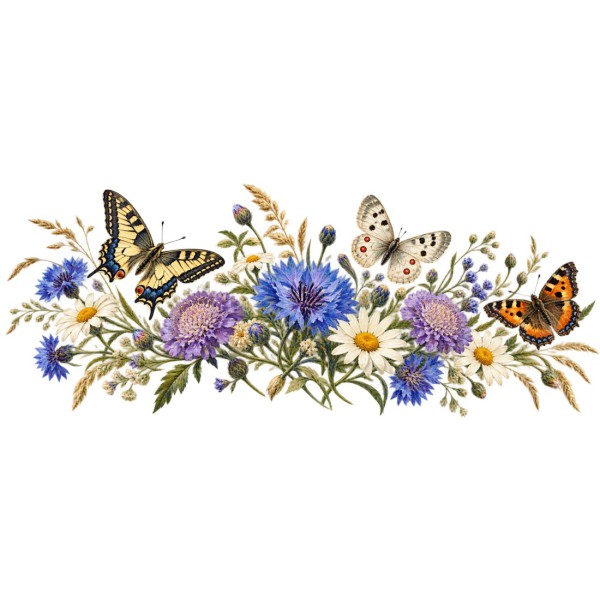 Mug nature - Papillons et fleurs sauvages, décor à plat
