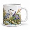 Mug nature - Héron dans les roseaux, anse à droite