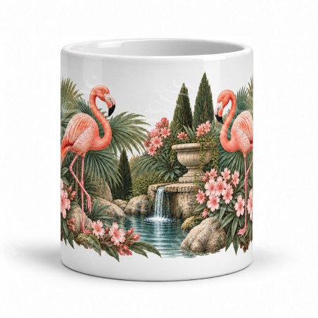 Mug nature - Flamants et jardin méditerranéen, vue de face