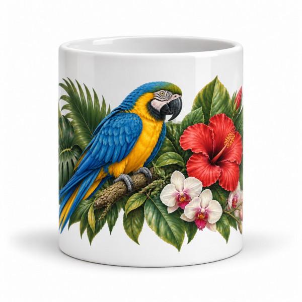 Mug nature - Perroquet et feuillage tropical, Manufacture Arssans