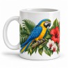 Mug nature - Perroquet et feuillage tropical, anse à gauche
