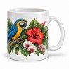 Mug nature - Perroquet et feuillage tropical, anse à droite