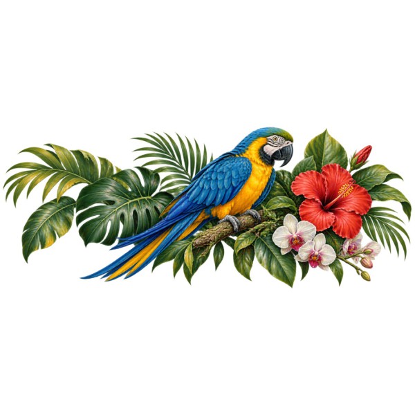 Mug nature - Perroquet et feuillage tropical, décor à plat
