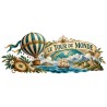 Mug Jules Verne - Le Tour du monde en ballon, façon carte postale, décor à plat