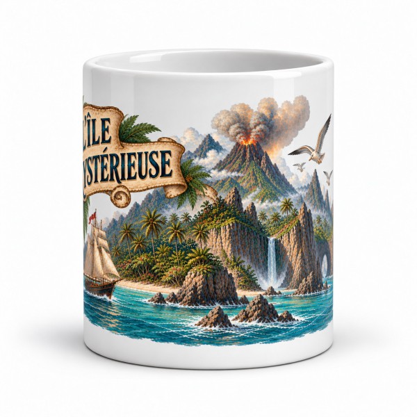 Mug Jules Verne - L’Île mystérieuse, façon carte postale, Manufacture Arssans
