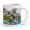 Mug Jules Verne - L’Île mystérieuse, façon carte postale, anse à droite