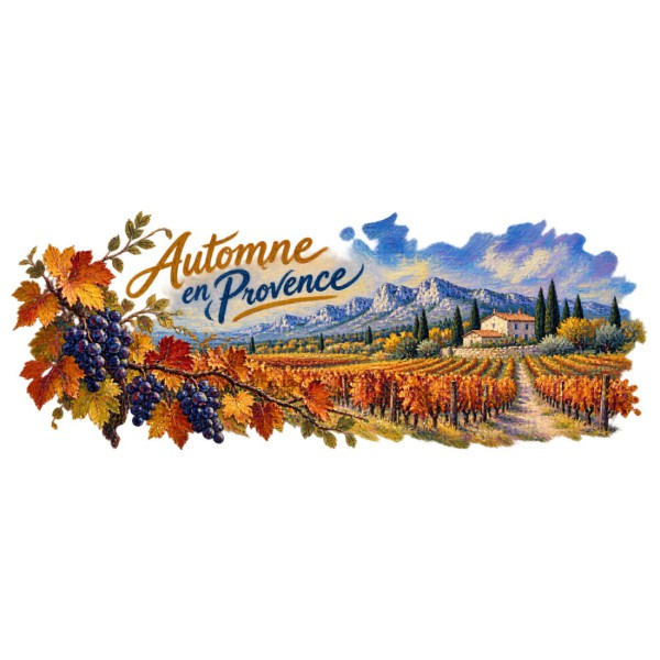 Mug Provence - Vignes d’automne, façon carte postale, décor à plat