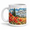 Mug Provence - Coquelicots au vent, anse à gauche