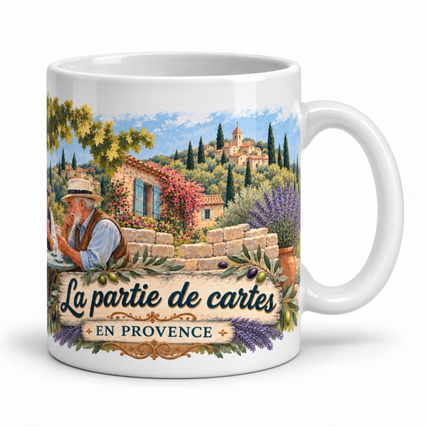 Mug Provence - La Partie de cartes, anse à droite