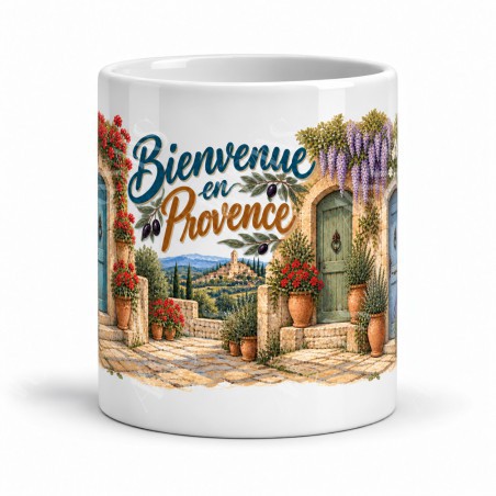 Mug Provence - Portes et pots fleuris, vue de face