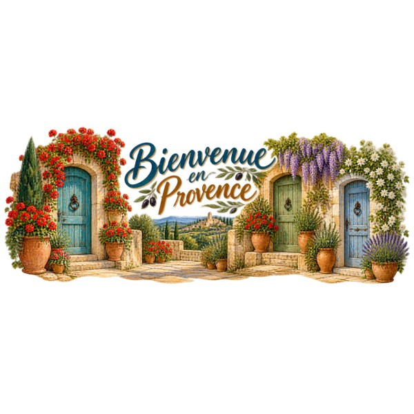 Mug Provence - Portes et pots fleuris, décor à plat