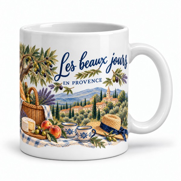 Mug Provence - Pique-nique sous les oliviers, anse à droite