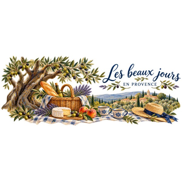 Mug Provence - Pique-nique sous les oliviers, décor à plat
