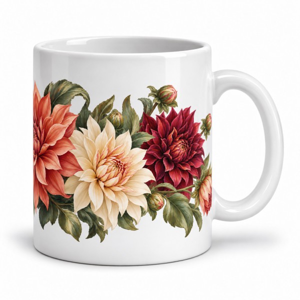 Mug fleurs - Dahlias d’atelier, anse à droite