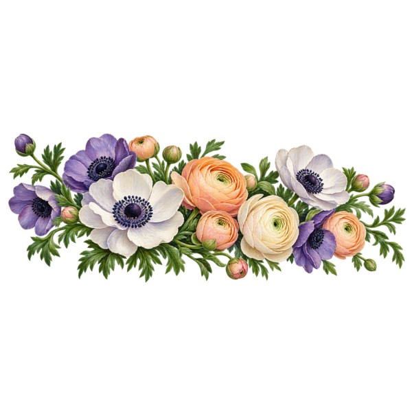 Mug fleurs - Anémones et renoncules, décor à plat