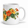 Mug fleurs - Capucines du jardin, façon carte postale, anse à droite