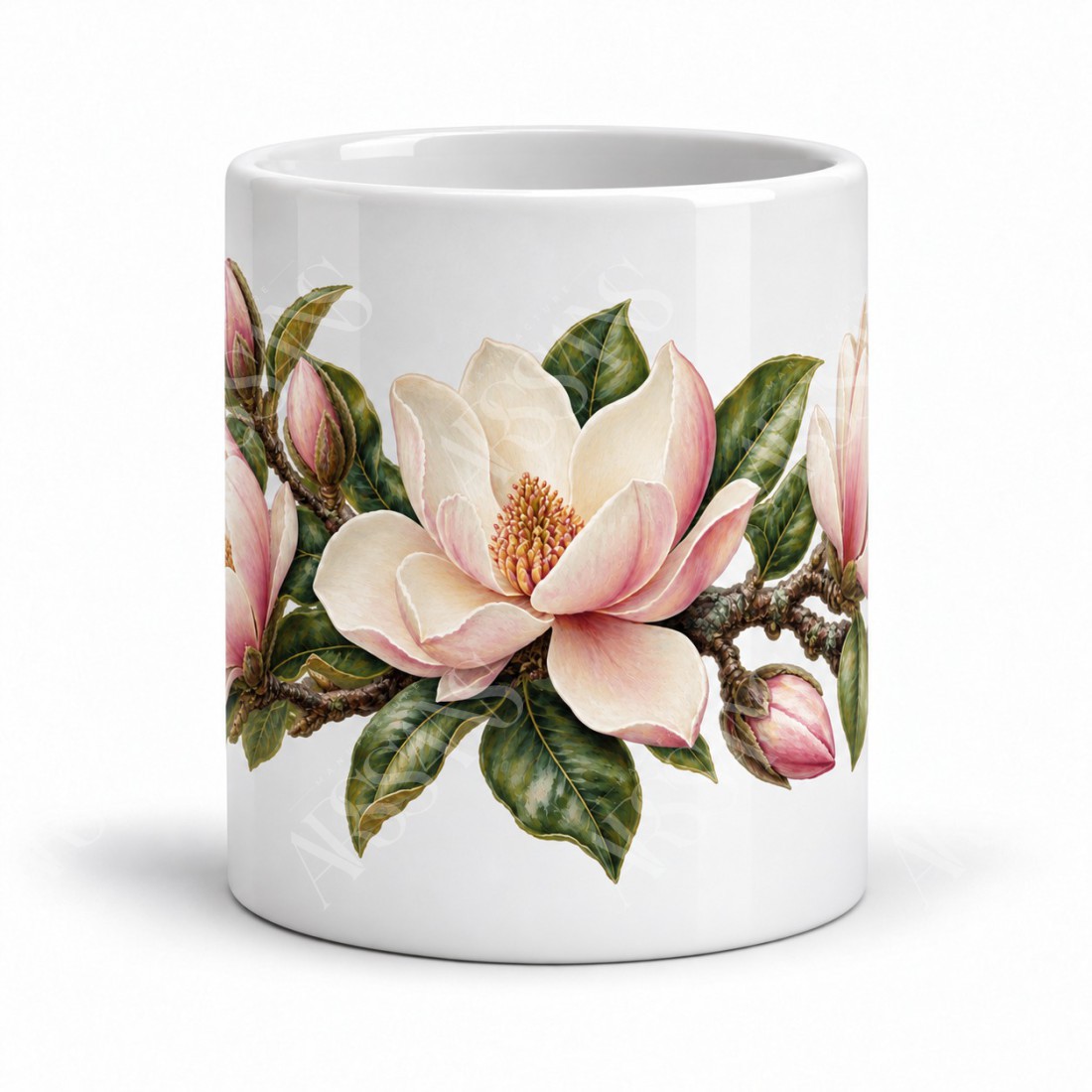 Mug fleurs - Magnolias de printemps, vue de face
