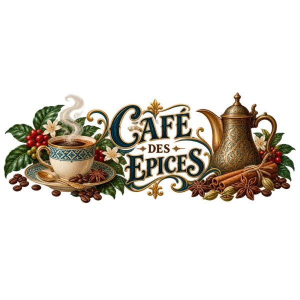 Mug café - Café des Épices, décor à plat