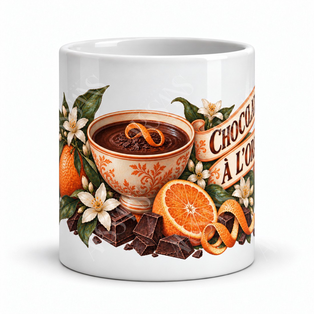 Mug chocolat - Chocolat à l’orange, vue de face