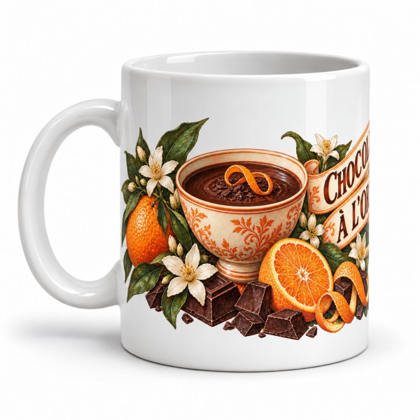 Mug chocolat - Chocolat à l’orange, anse à gauche