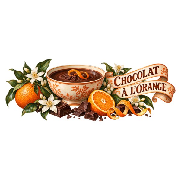 Mug chocolat - Chocolat à l’orange, décor à plat