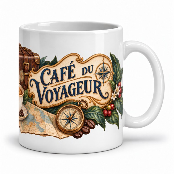 Mug café - Café du Voyageur, anse à droite