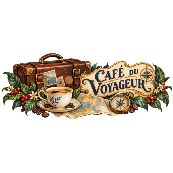 Mug café - Café du Voyageur, décor à plat